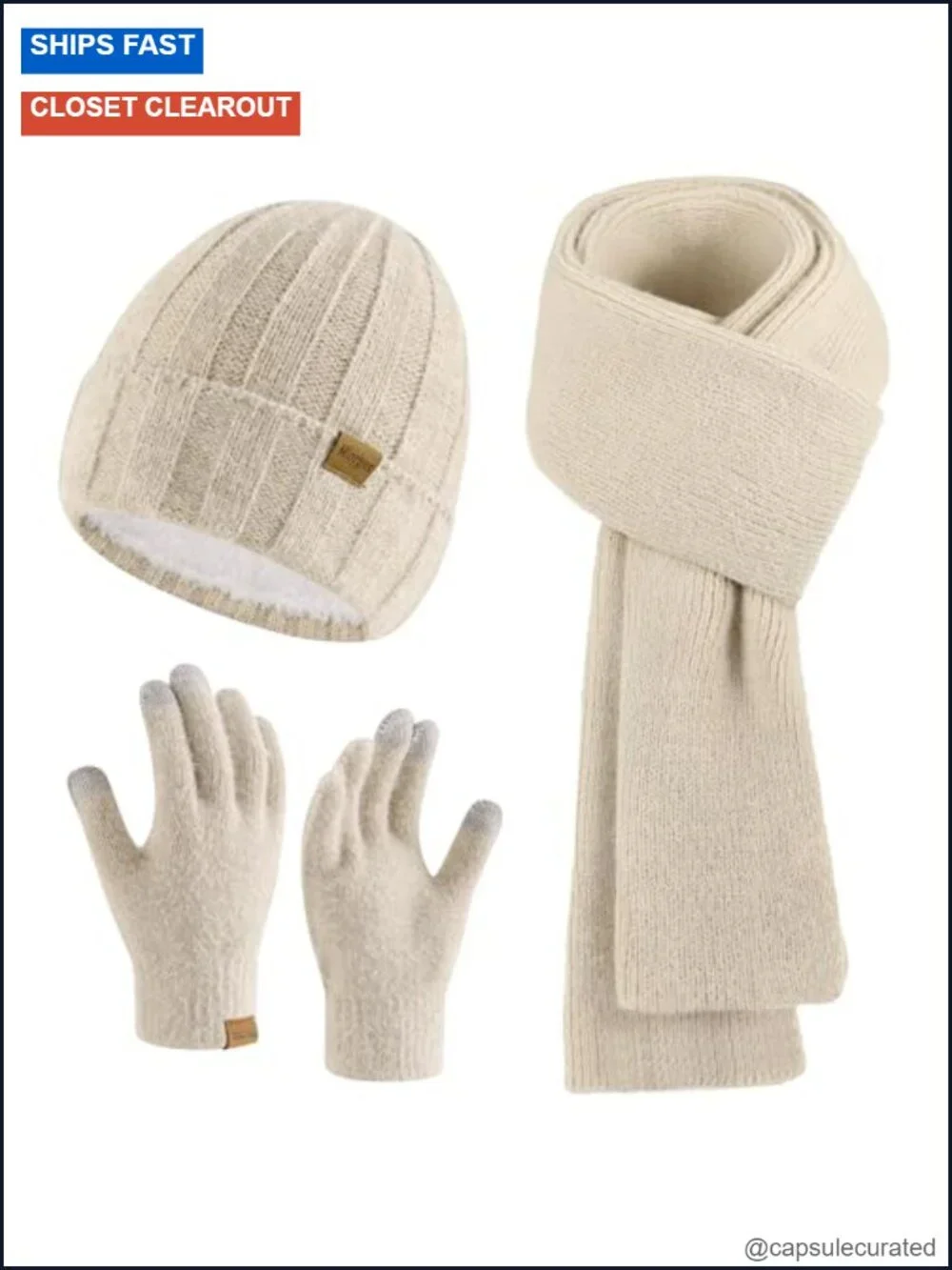 Cozy Winter Hat Scarf Gloves Set with Touchscreen Acrylic Wool